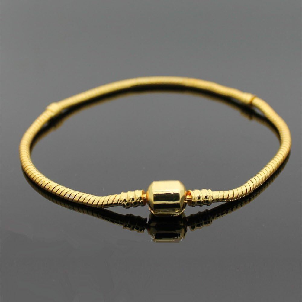 1200 10pcs 7.9" Gold Color Clasp European Snake Chain Charm Bracelet fit - Picture 4 of 8